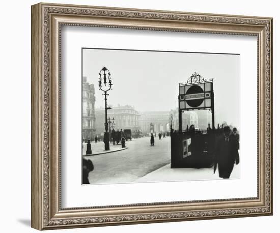 Trafalgar Square with Underground Entrance and Admiralty Arch Behind, London, 1913-null-Framed Photographic Print