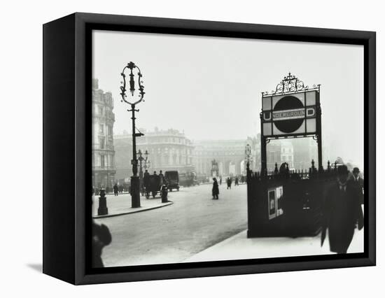 Trafalgar Square with Underground Entrance and Admiralty Arch Behind, London, 1913-null-Framed Premier Image Canvas