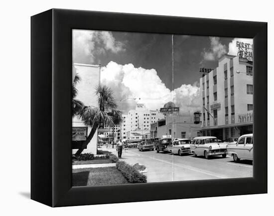 Traffic Along Las Olas Boulevard, Fort Lauderdale, Florida, 1959-null-Framed Premier Image Canvas