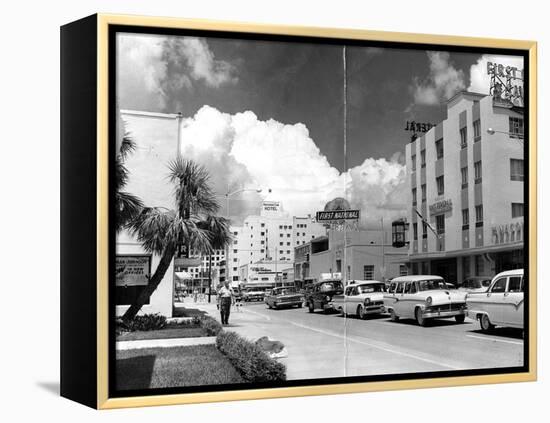 Traffic Along Las Olas Boulevard, Fort Lauderdale, Florida, 1959-null-Framed Premier Image Canvas