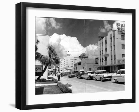 Traffic Along Las Olas Boulevard, Fort Lauderdale, Florida, 1959-null-Framed Photographic Print