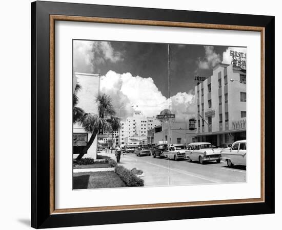 Traffic Along Las Olas Boulevard, Fort Lauderdale, Florida, 1959-null-Framed Photographic Print