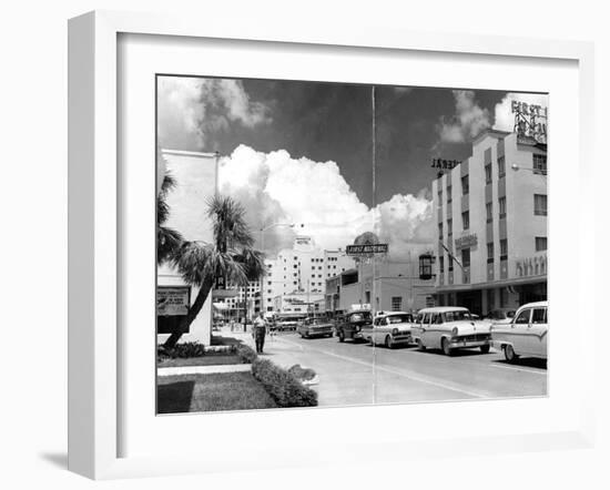 Traffic Along Las Olas Boulevard, Fort Lauderdale, Florida, 1959-null-Framed Photographic Print