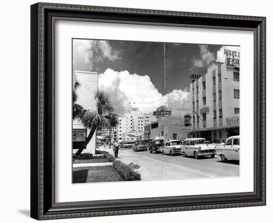 Traffic Along Las Olas Boulevard, Fort Lauderdale, Florida, 1959-null-Framed Photographic Print