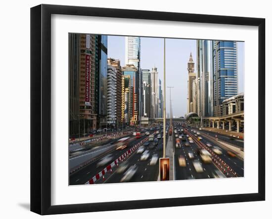 Traffic and New High Rise Buildings Along Sheikh Zayed Road, Dubai, United Arab Emirates-Gavin Hellier-Framed Photographic Print