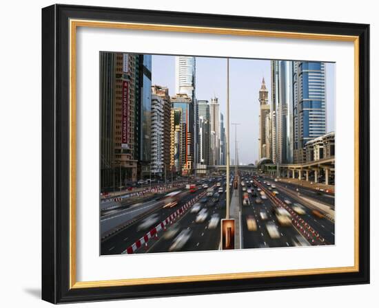 Traffic and New High Rise Buildings Along Sheikh Zayed Road, Dubai, United Arab Emirates-Gavin Hellier-Framed Photographic Print