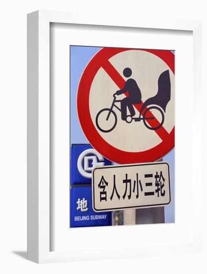 Traffic and Subway Sign in Beijing-Jon Hicks-Framed Photographic Print