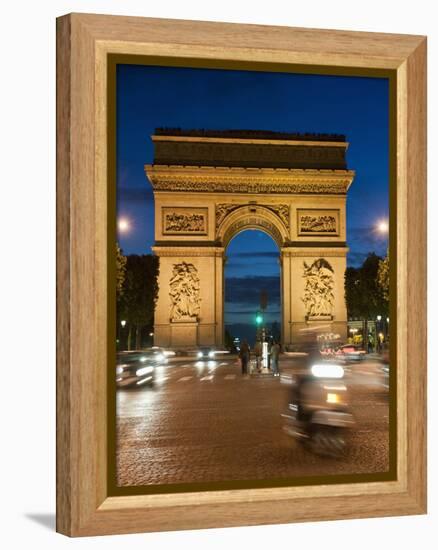 Traffic around Arc De Triomphe, Avenue Des Champs Elysees, Paris, France, Europe-Richard Nebesky-Framed Premier Image Canvas