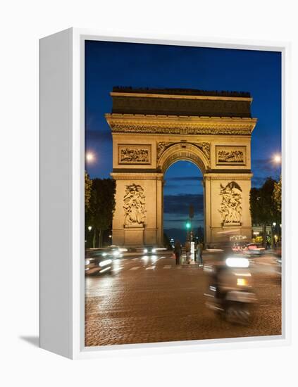Traffic around Arc De Triomphe, Avenue Des Champs Elysees, Paris, France, Europe-Richard Nebesky-Framed Premier Image Canvas