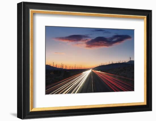 Traffic at Dusk on Interstate 10.-Jon Hicks-Framed Photographic Print