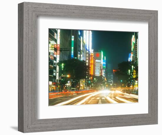 Traffic at Night, Ginza Area, Tokyo, Japan-Bill Bachmann-Framed Photographic Print