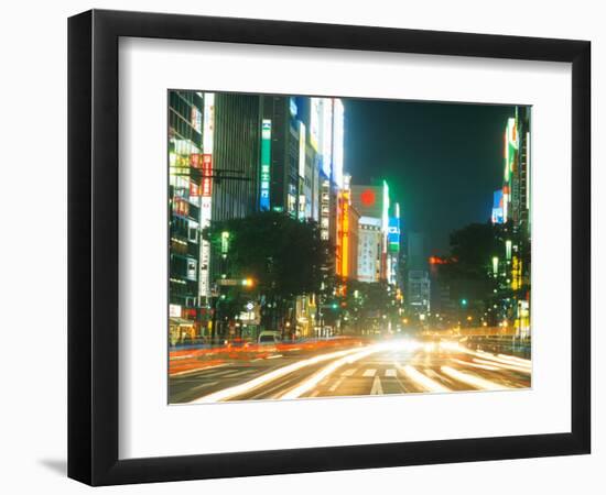 Traffic at Night, Ginza Area, Tokyo, Japan-Bill Bachmann-Framed Photographic Print