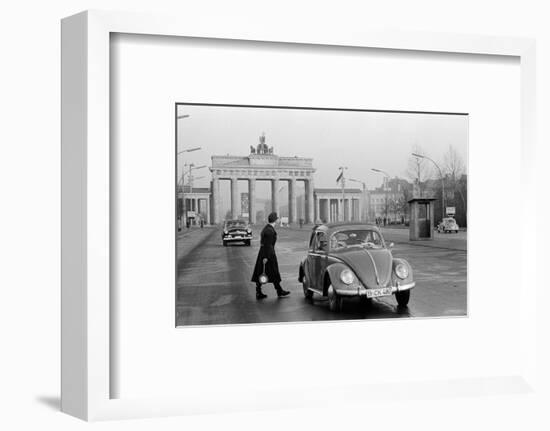 Traffic control at the Brandenburg gate.Refugees reached the West on foot or by subway. Berlin,1959-Erich Lessing-Framed Photographic Print
