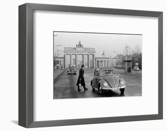 Traffic control at the Brandenburg gate.Refugees reached the West on foot or by subway. Berlin,1959-Erich Lessing-Framed Photographic Print