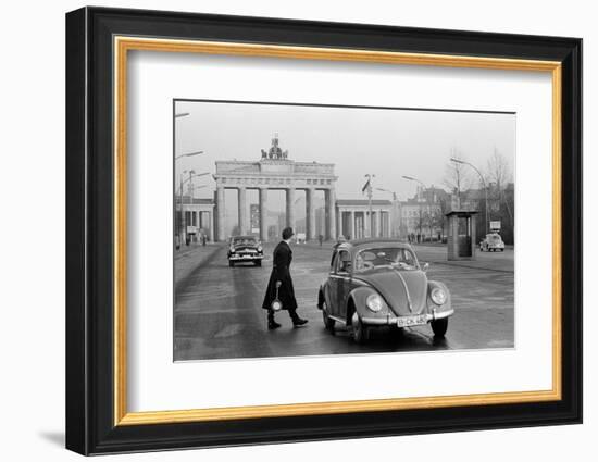 Traffic control at the Brandenburg gate.Refugees reached the West on foot or by subway. Berlin,1959-Erich Lessing-Framed Photographic Print