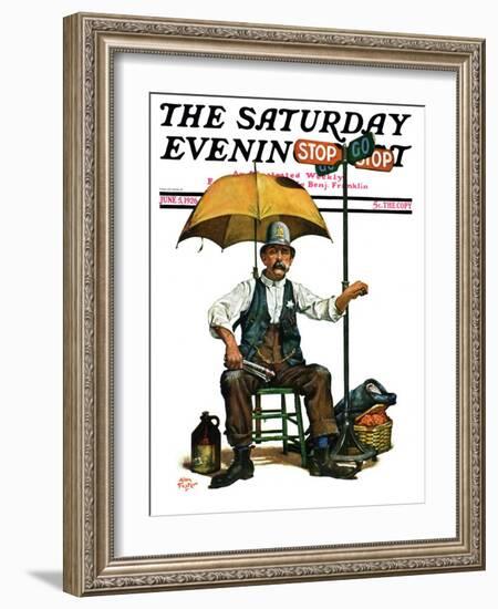 "Traffic Cop," Saturday Evening Post Cover, June 5, 1926-Alan Foster-Framed Giclee Print