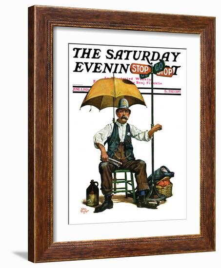 "Traffic Cop," Saturday Evening Post Cover, June 5, 1926-Alan Foster-Framed Giclee Print