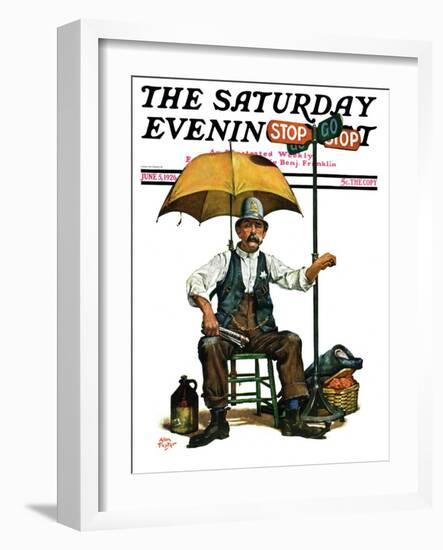 "Traffic Cop," Saturday Evening Post Cover, June 5, 1926-Alan Foster-Framed Giclee Print