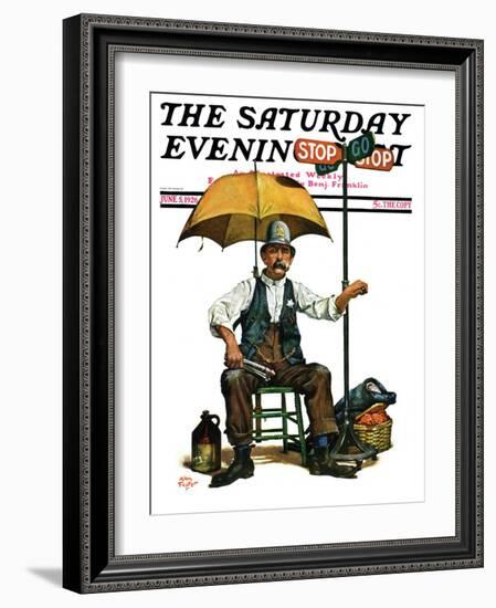 "Traffic Cop," Saturday Evening Post Cover, June 5, 1926-Alan Foster-Framed Giclee Print