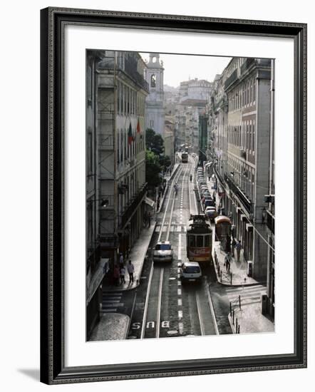 Traffic in the Baixa Area, Lisbon, Portugal-Yadid Levy-Framed Photographic Print