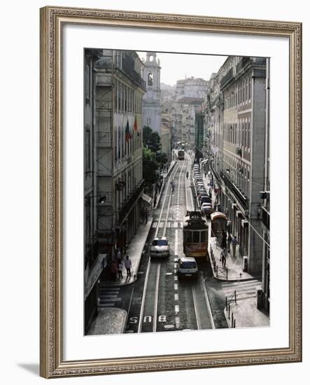 Traffic in the Baixa Area, Lisbon, Portugal-Yadid Levy-Framed Photographic Print