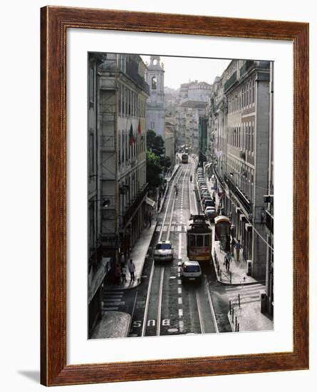 Traffic in the Baixa Area, Lisbon, Portugal-Yadid Levy-Framed Photographic Print