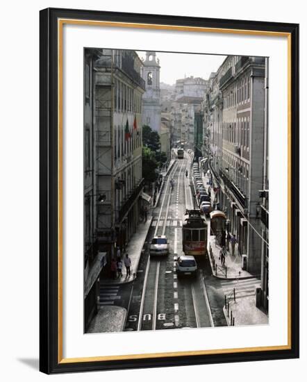 Traffic in the Baixa Area, Lisbon, Portugal-Yadid Levy-Framed Photographic Print