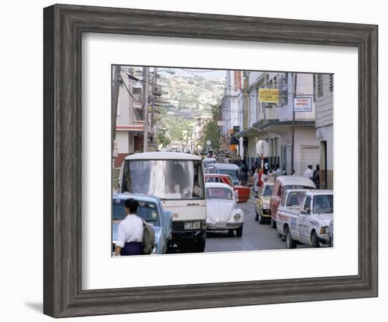 Traffic in Town Street, Montego Bay, Jamaica, West Indies, Caribbean, Central America-Robert Harding-Framed Photographic Print