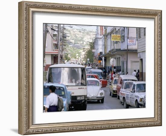 Traffic in Town Street, Montego Bay, Jamaica, West Indies, Caribbean, Central America-Robert Harding-Framed Photographic Print