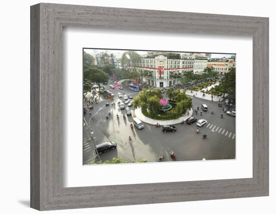 Traffic Intersection Nguyen Hue Boulevard and Le Loi Boulevard, Ho Chi Minh City (Saigon), Vietnam-Yadid Levy-Framed Photographic Print