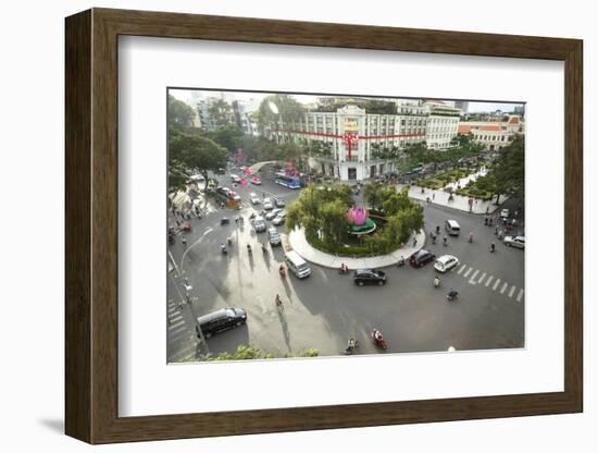 Traffic Intersection Nguyen Hue Boulevard and Le Loi Boulevard, Ho Chi Minh City (Saigon), Vietnam-Yadid Levy-Framed Photographic Print