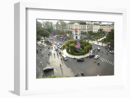 Traffic Intersection Nguyen Hue Boulevard and Le Loi Boulevard, Ho Chi Minh City (Saigon), Vietnam-Yadid Levy-Framed Photographic Print