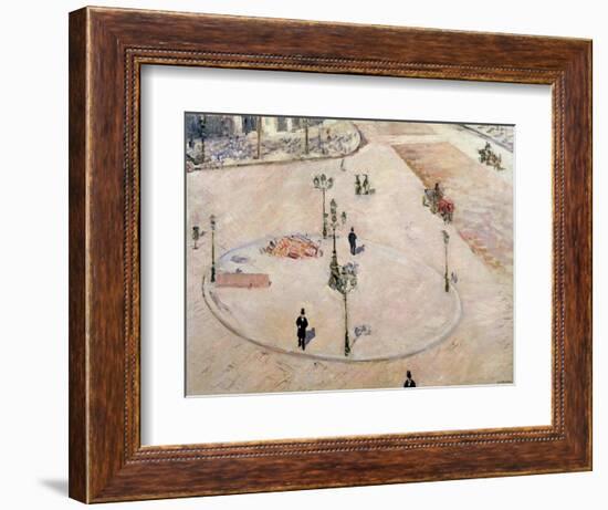 Traffic Island on Boulevard Haussmann, 1880-Gustave Caillebotte-Framed Giclee Print