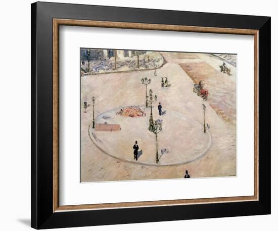 Traffic Island on Boulevard Haussmann, 1880-Gustave Caillebotte-Framed Giclee Print