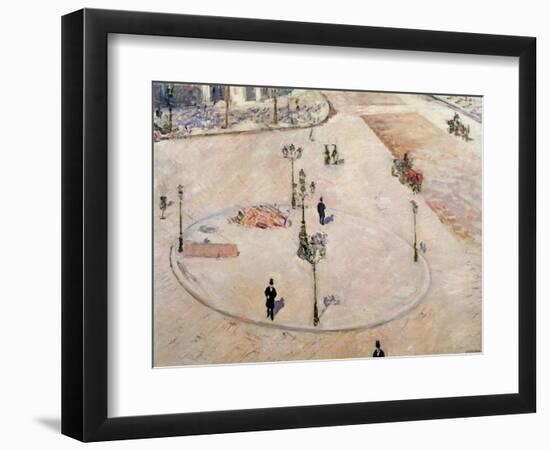 Traffic Island on Boulevard Haussmann, 1880-Gustave Caillebotte-Framed Giclee Print