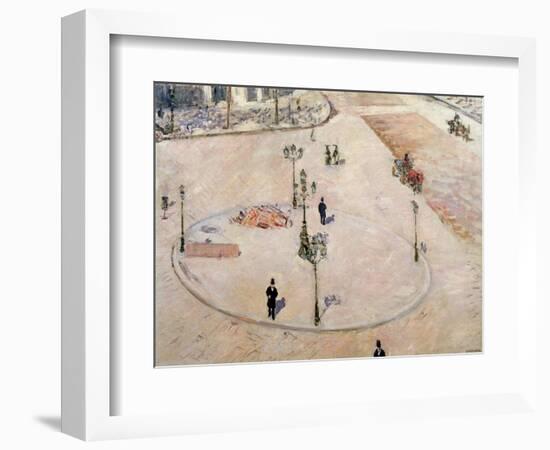 Traffic Island on Boulevard Haussmann, 1880-Gustave Caillebotte-Framed Giclee Print