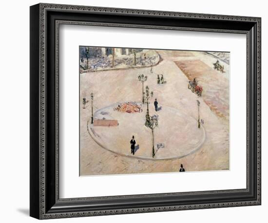 Traffic Island on Boulevard Haussmann, 1880-Gustave Caillebotte-Framed Giclee Print