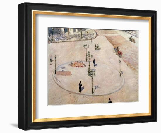 Traffic Island on Boulevard Haussmann, 1880-Gustave Caillebotte-Framed Giclee Print