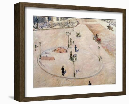 Traffic Island on Boulevard Haussmann, 1880-Gustave Caillebotte-Framed Giclee Print