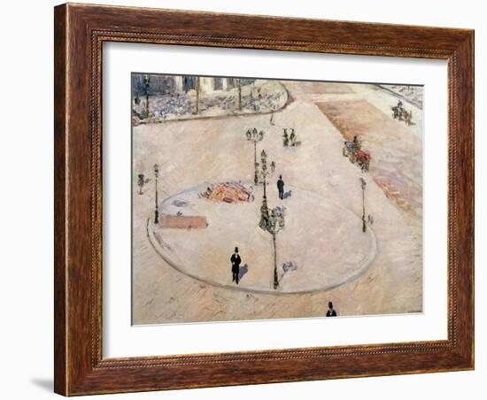 Traffic Island on Boulevard Haussmann, 1880-Gustave Caillebotte-Framed Giclee Print