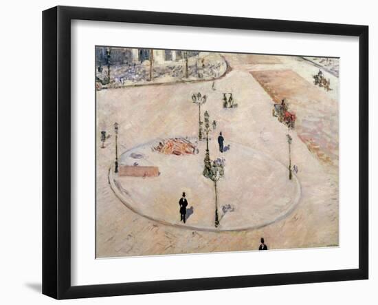 Traffic Island on Boulevard Haussmann, 1880-Gustave Caillebotte-Framed Giclee Print