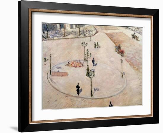 Traffic Island on Boulevard Haussmann, 1880-Gustave Caillebotte-Framed Giclee Print