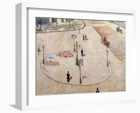 Traffic Island on Boulevard Haussmann, 1880-Gustave Caillebotte-Framed Giclee Print