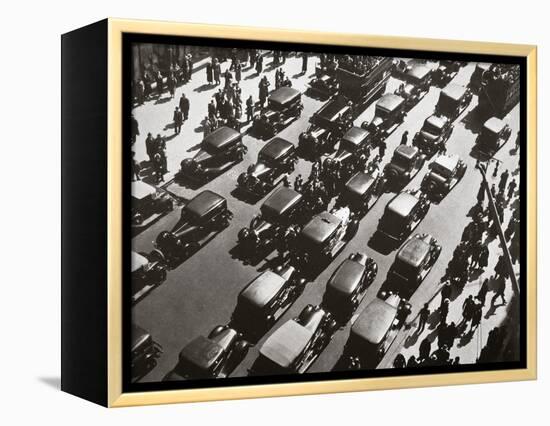 Traffic jam on Fifth Avenue at 49th Street, New York, USA, early 1929-Unknown-Framed Premier Image Canvas