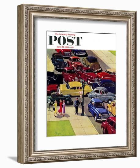 "Traffic Jam" Saturday Evening Post Cover, April 28, 1956-Earl Mayan-Framed Giclee Print