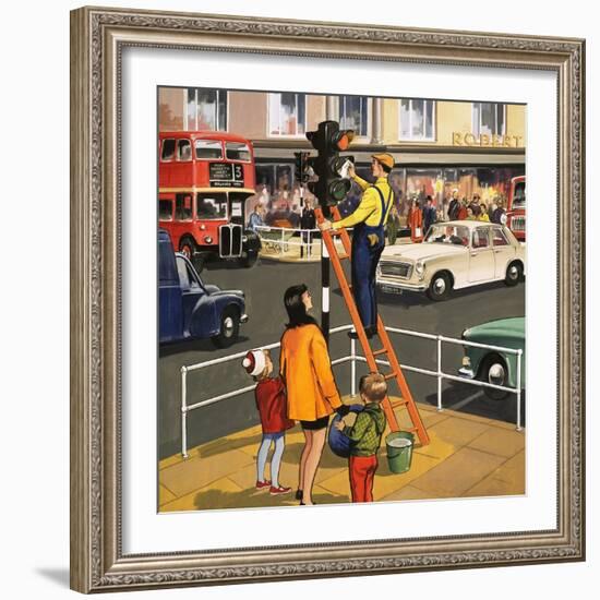 Traffic Light Cleaner-null-Framed Giclee Print