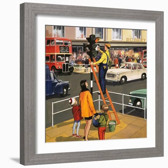 Traffic Light Cleaner-null-Framed Giclee Print