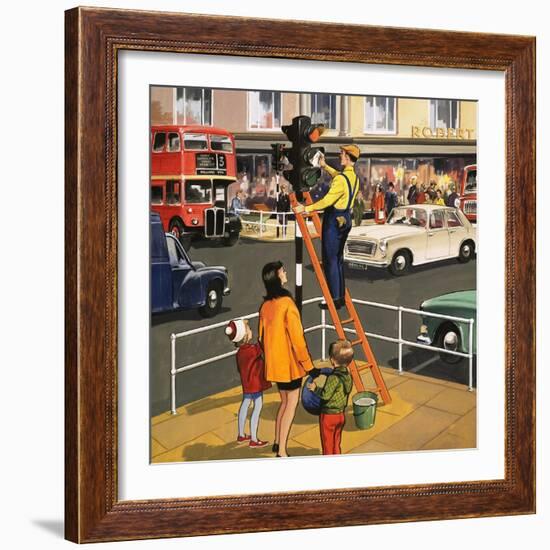 Traffic Light Cleaner-null-Framed Giclee Print