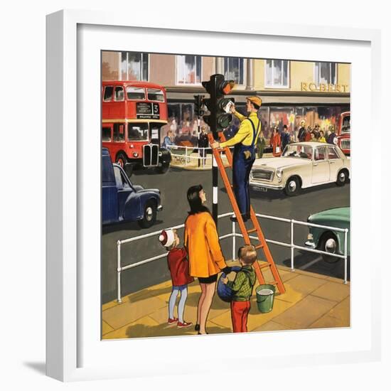 Traffic Light Cleaner-null-Framed Giclee Print