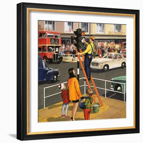 Traffic Light Cleaner-null-Framed Giclee Print